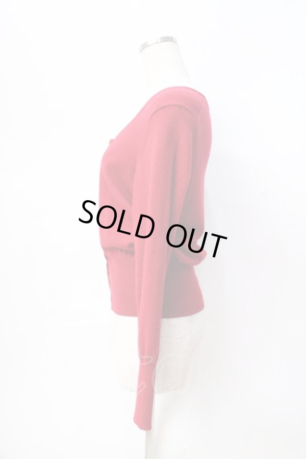 画像2: ヴィヴィアンウエストウッド 中古 / 単色オーブ刺繍カーディガン 2 レッド  Y-25-08-20-036-to-SZ-ZY (2)