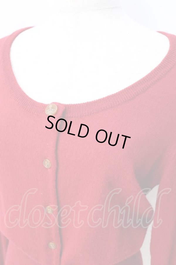 画像4: ヴィヴィアンウエストウッド 中古 / 単色オーブ刺繍カーディガン 2 レッド  Y-25-08-20-036-to-SZ-ZY (4)