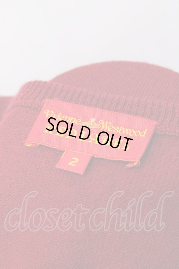 画像6: ヴィヴィアンウエストウッド 中古 / 単色オーブ刺繍カーディガン 2 レッド  Y-25-08-20-036-to-SZ-ZY (6)