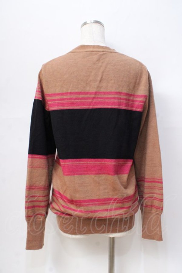 画像3: ヴィヴィアンウエストウッド MAN 中古 / オーブ刺繍ボーダーカーディガン 44 ブラウン  Y-25-08-20-037-to-SZ-ZY (3)