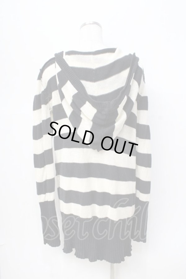 画像3: ヴィヴィアンウエストウッド 中古 / BIGオーブボーダーフーデッドカーディガン 2 黒×オフ  Y-25-08-20-038-to-SZ-ZY (3)