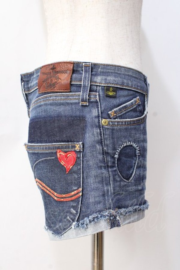 画像4: ヴィヴィアンウエストウッド Anglomania and Lee 中古 / デニムショートパンツ M インディゴ  Y-25-08-20-045-pa-SZ-ZY (4)