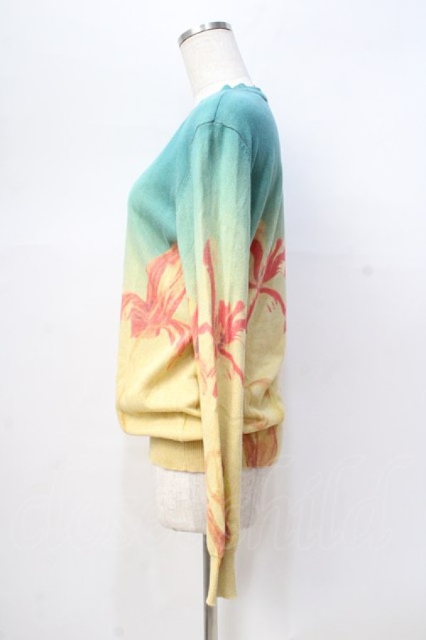 画像2: ヴィヴィアンウエストウッド 中古 / 花柄グラデーションニット 2 グリーン×イエロー  Y-25-08-20-049-to-SZ-ZY (2)