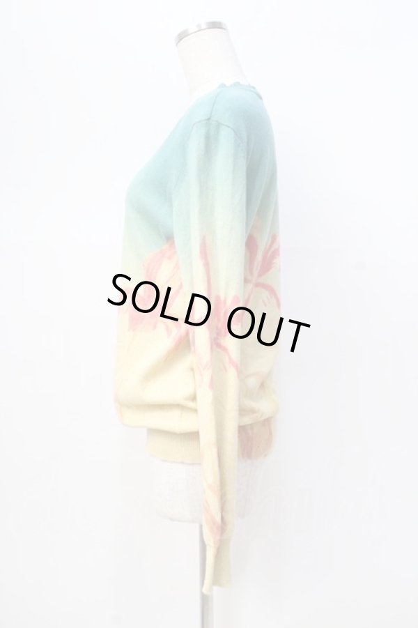 画像2: ヴィヴィアンウエストウッド 中古 / 花柄グラデーションニット 2 グリーン×イエロー  Y-25-08-20-049-to-SZ-ZY (2)