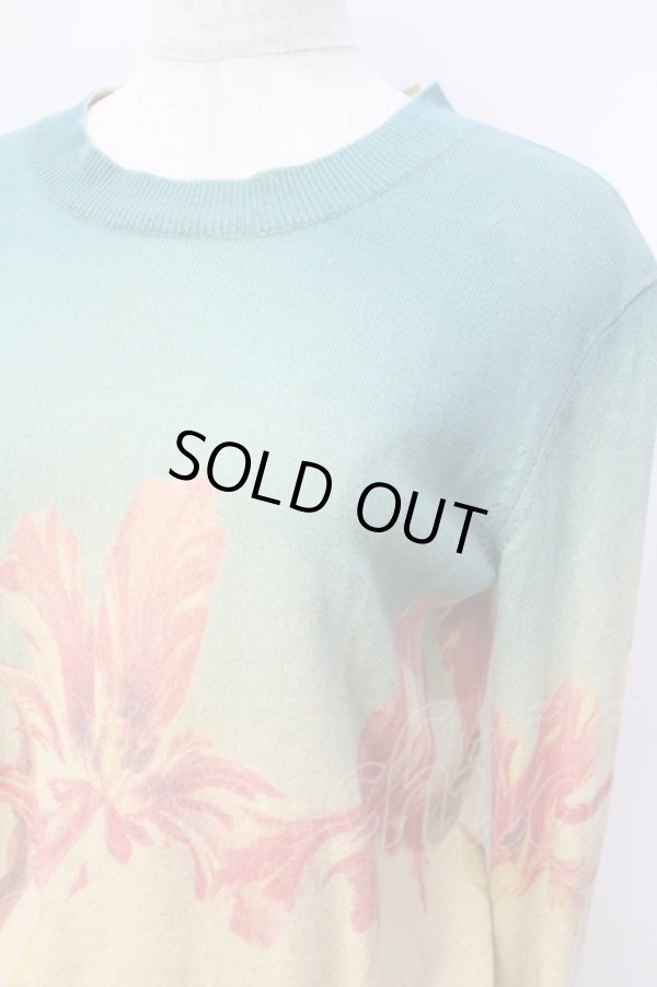 画像4: ヴィヴィアンウエストウッド 中古 / 花柄グラデーションニット 2 グリーン×イエロー  Y-25-08-20-049-to-SZ-ZY (4)