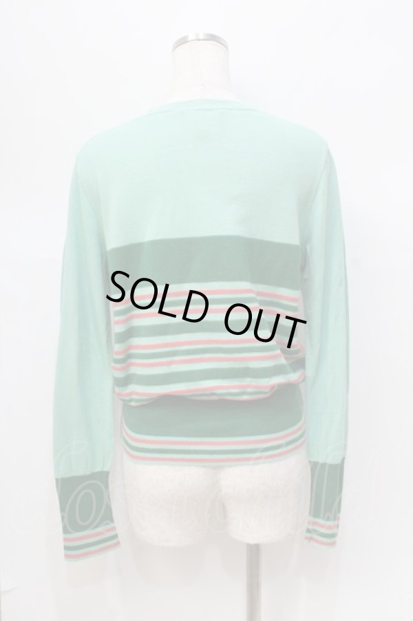 画像3: ヴィヴィアンウエストウッド 中古 / 単色オーブ刺繍ボーダーニットトップス 02 グリーン  Y-25-08-20-050-ba-SZ-ZY (3)