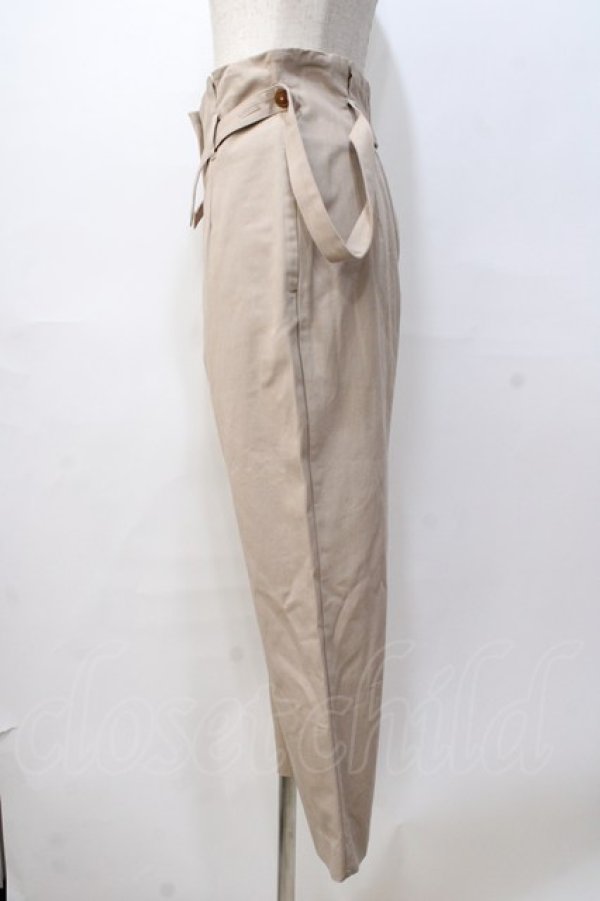 画像2: ヴィヴィアンウエストウッド 中古 / ヴィンテージ強撚ツイルドライワッシャーサスペンダー付キスリムトラウザーズ 01 ベージュ  Y-25-08-20-055-pa-SZ-ZH (2)