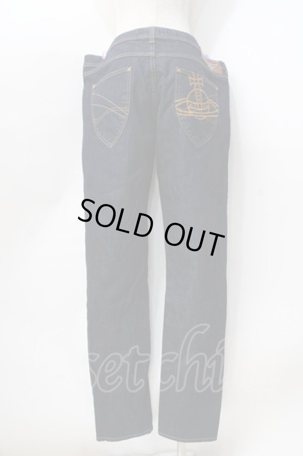 画像3: ヴィヴィアンウエストウッド Anglomania and Lee 中古 / オーブ刺繍デニムパンツ  インディゴ  Y-25-08-20-060-pa-SZ-ZH (3)