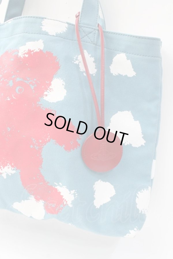 画像4: ヴィヴィアンウエストウッド 中古 / PRINTED TEDDYトートバッグ  サックス  Y-25-08-20-011-ba-AS-OS (4)