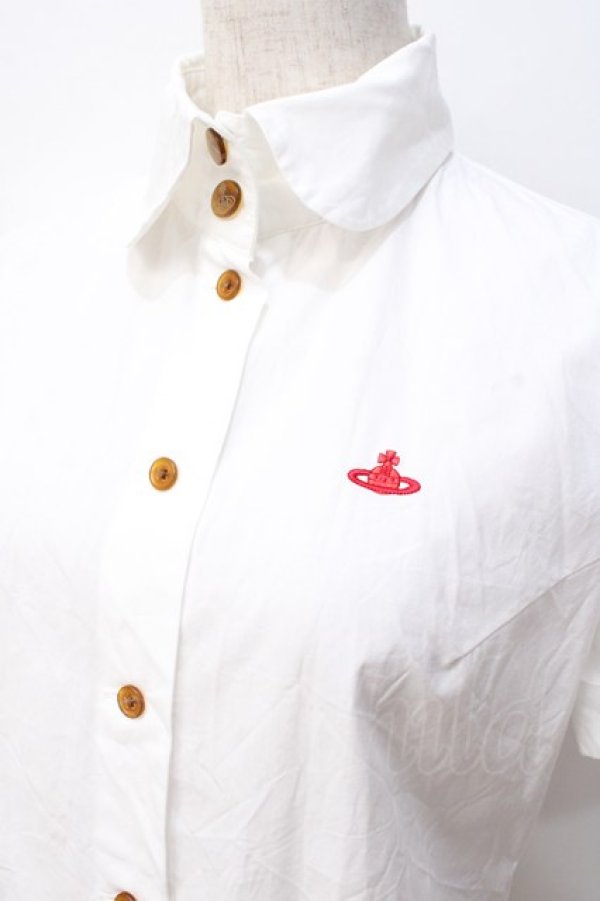 画像4: ヴィヴィアンウエストウッド 中古 / 単色オーブ刺繍ブラウス 2 ホワイト  Y-25-08-20-014-to-SZ-ZY (4)