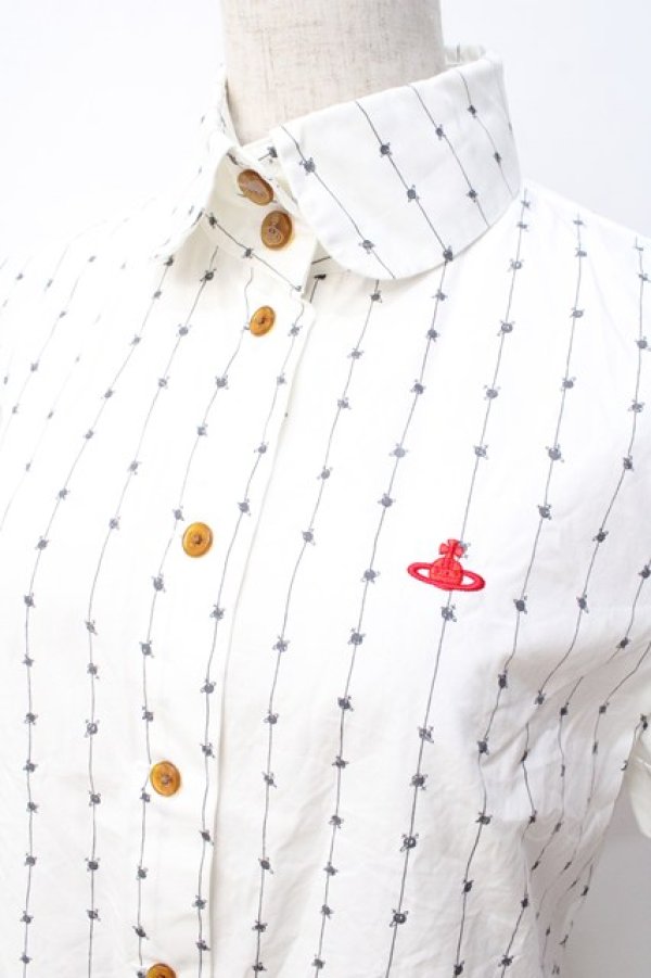 画像4: ヴィヴィアンウエストウッド 中古 / 単色オーブ刺繍ブラウス 3 ホワイト  Y-25-08-20-015-to-SZ-ZY (4)