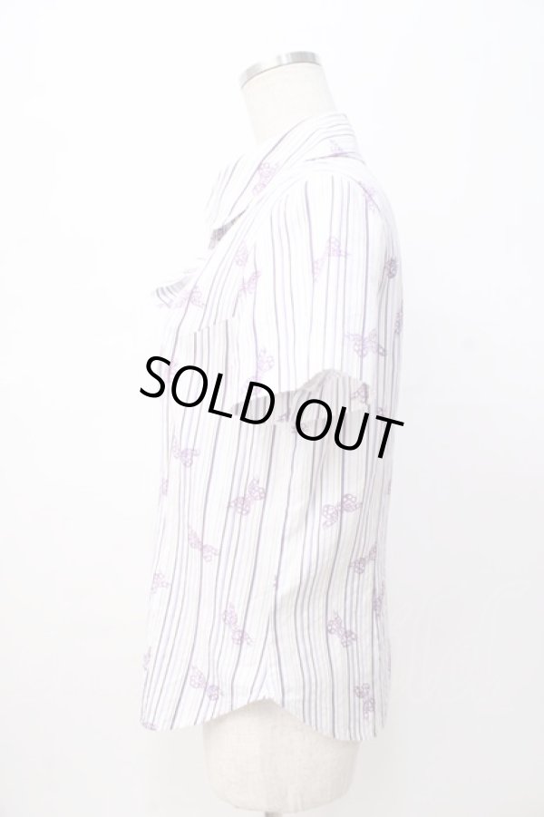 画像2: ヴィヴィアンウエストウッド 中古 / リボン柄ブラウス 3 ホワイト  Y-25-08-20-016-bl-SZ-ZY (2)