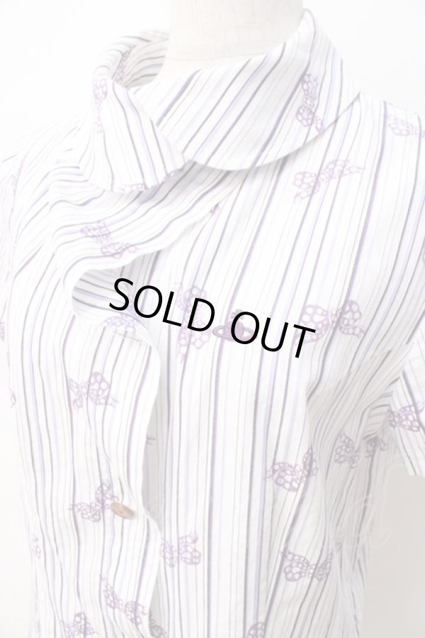 画像4: ヴィヴィアンウエストウッド 中古 / リボン柄ブラウス 3 ホワイト  Y-25-08-20-016-bl-SZ-ZY (4)