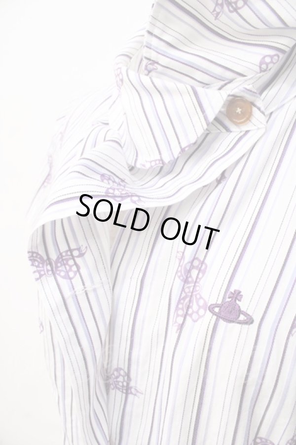 画像5: ヴィヴィアンウエストウッド 中古 / リボン柄ブラウス 3 ホワイト  Y-25-08-20-016-bl-SZ-ZY (5)