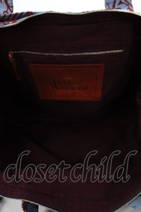 画像3: ヴィヴィアンウエストウッド 中古 / ブロケードフラワートートバッグ  ブルーｘレッド  Y-25-09-07-055-ba-YM-ZY (3)