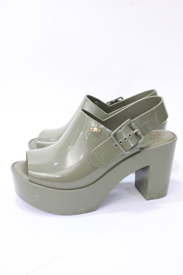画像2: ヴィヴィアンウエストウッド×Melissa 中古 / MULE AD サンダル 24 カーキ  Y-25-09-07-067-sh-SZ-ZY (2)