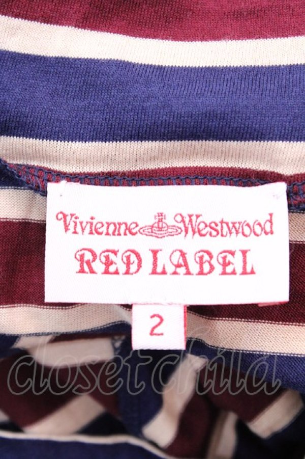 画像4: ヴィヴィアンウエストウッド 中古 / マルチストライプ変形ワンピース 2 ネイビー×レッド×ベージュ  Y-25-09-10-032-op-SZ-ZY (4)