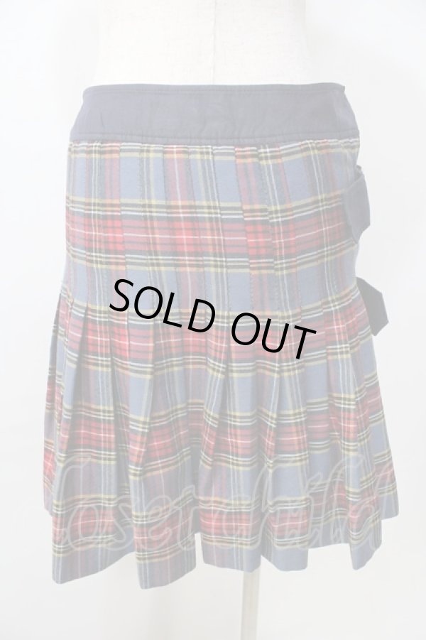 画像2: ヴィヴィアンウエストウッド 中古 / タータンチェック巻キスカート  ブルー  Y-25-09-10-034-sk-AS-ZY (2)