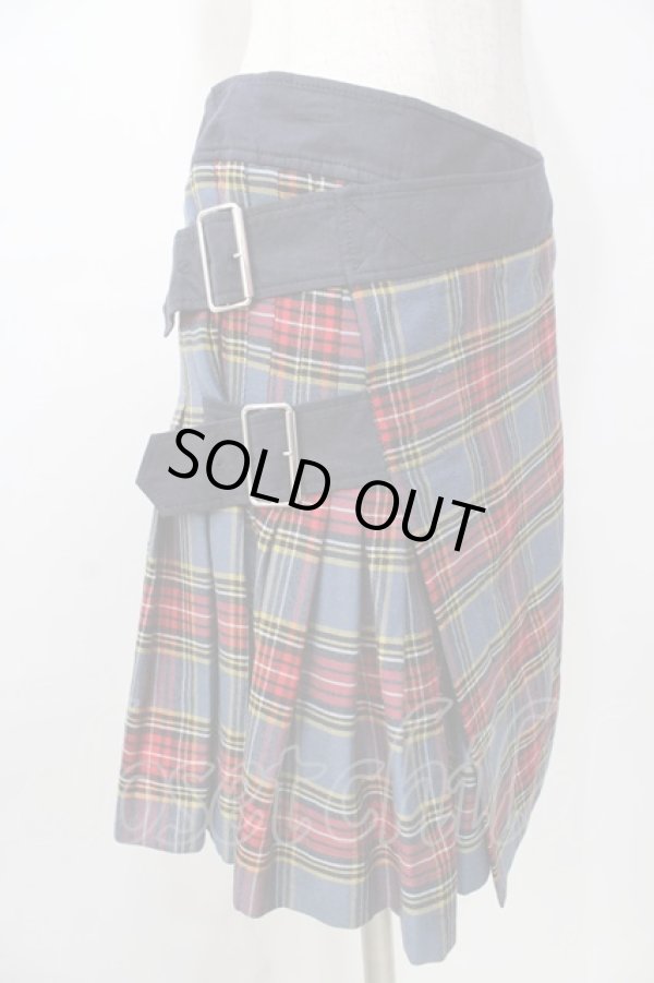 画像3: ヴィヴィアンウエストウッド 中古 / タータンチェック巻キスカート  ブルー  Y-25-09-10-034-sk-AS-ZY (3)
