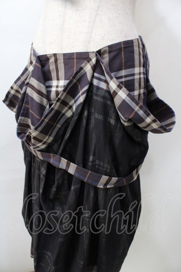 画像3: ANGLOMANIA 中古 / リボンベルト付キチェック柄スカート 40 ブラック×パープル  Y-25-09-10-035-sk-SZ-ZY (3)
