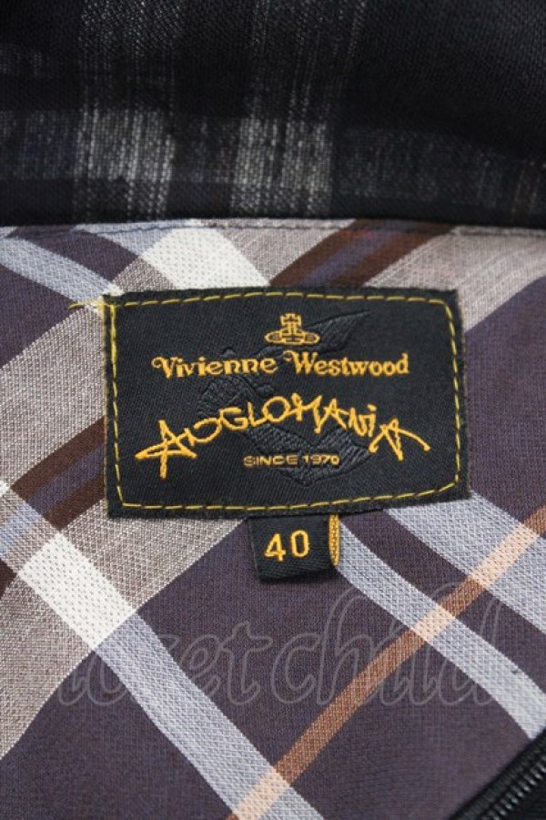画像5: ANGLOMANIA 中古 / リボンベルト付キチェック柄スカート 40 ブラック×パープル  Y-25-09-10-035-sk-SZ-ZY (5)