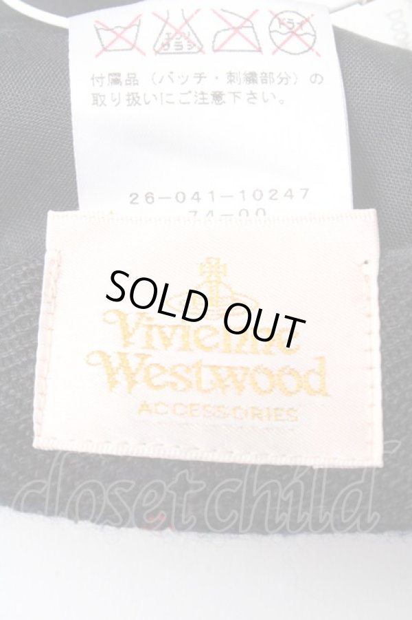 画像5: ヴィヴィアンウエストウッド 中古 / フラワー刺繍チェック柄キャスケット  紺  Y-25-09-10-016-ha-SZ-ZY (5)