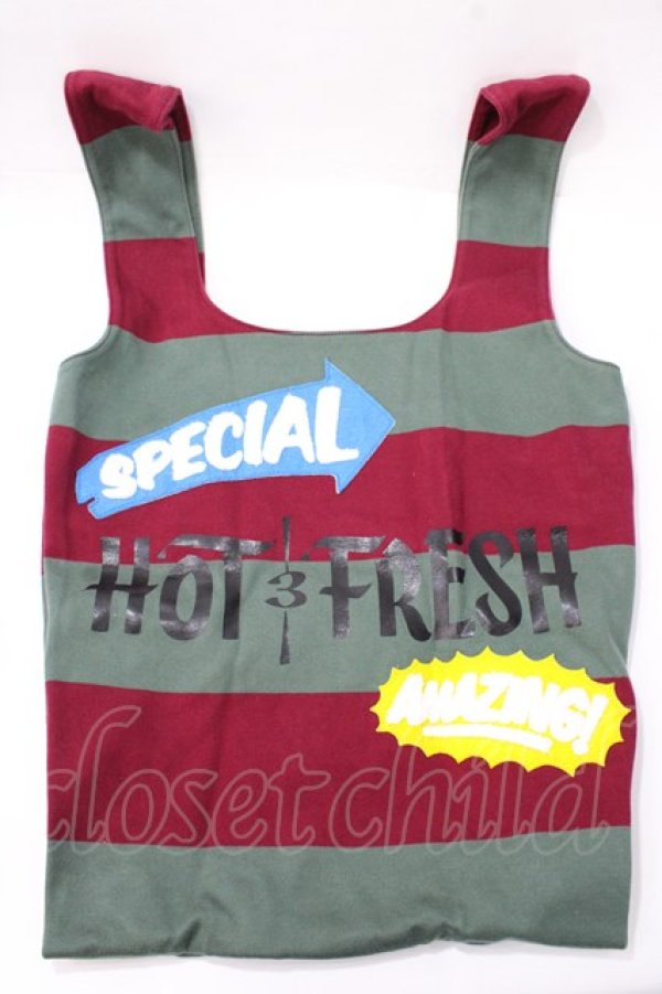 画像2: ヴィヴィアンウエストウッド 中古 / ラガー天竺ボーダーショッパー  グリーン×レッド  Y-25-09-10-021-gd-SZ-ZY (2)