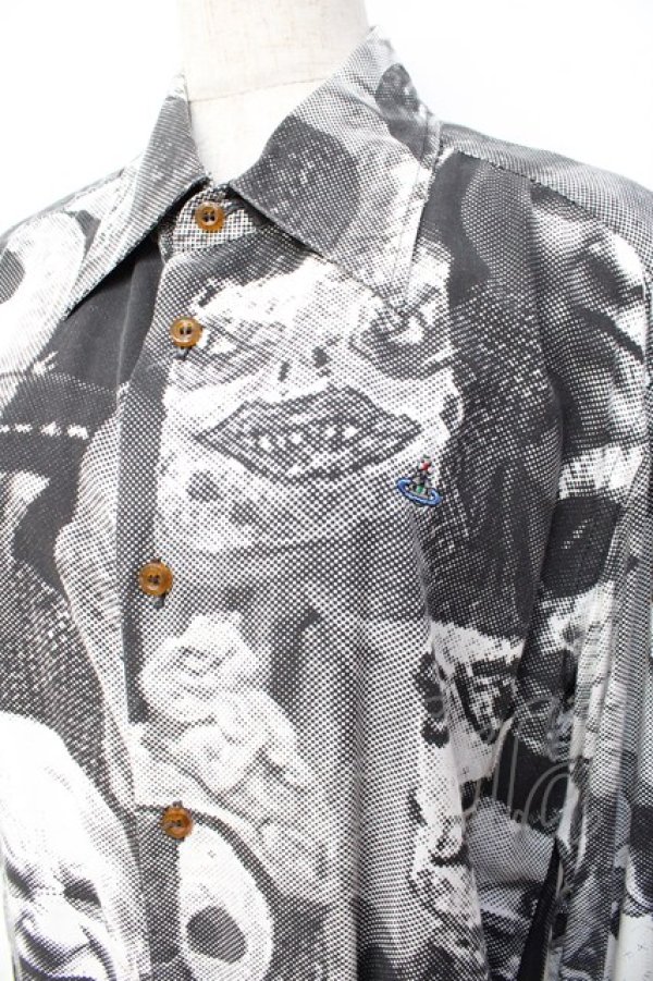 画像4: ヴィヴィアンウエストウッド 中古 / パペットプリントクラシックシャツ 44 ブラック×ホワイト  Y-25-09-17-030-bl-IG-ZY (4)