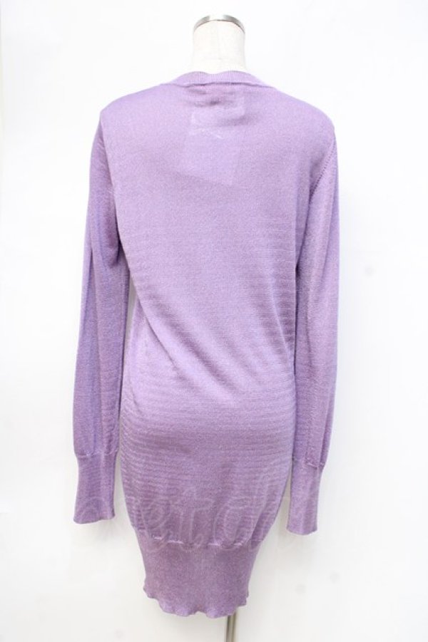 画像3: ヴィヴィアンウエストウッド 中古 / グリッターロングニットカーディガン M ラベンダー  Y-25-09-17-031-to-YM-ZY (3)