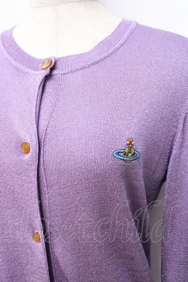 画像4: ヴィヴィアンウエストウッド 中古 / グリッターロングニットカーディガン M ラベンダー  Y-25-09-17-031-to-YM-ZY (4)