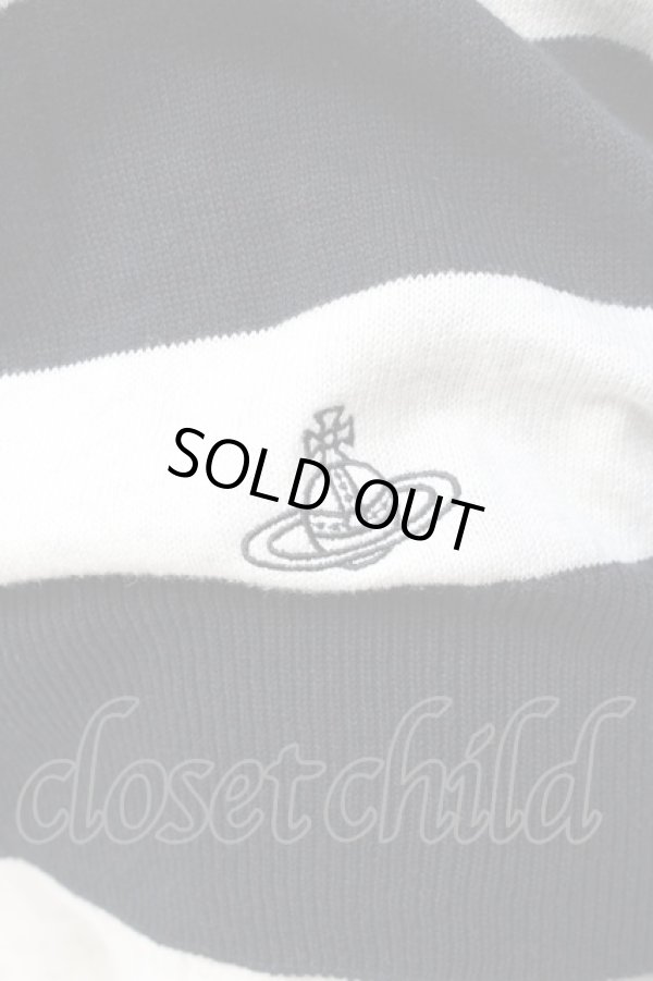 画像4: ヴィヴィアンウエストウッド 中古 / ラインオーブ刺繍ボーダーカーディガン 2 オフホワイト×ブラック  Y-25-09-17-032-to-IG-ZY (4)