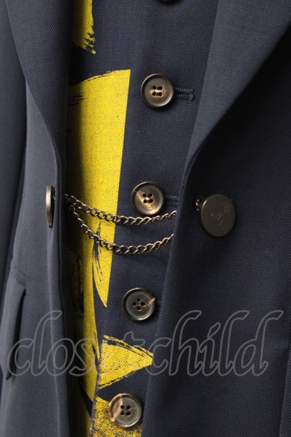 画像5: ヴィヴィアンウエストウッド 中古 / ウエストコートジャケット 44 ネイビーxイエロー  Y-25-09-17-035-jc-YM-ZY (5)