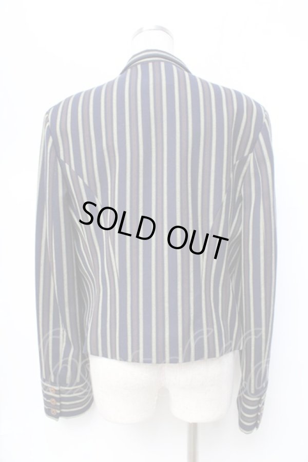 画像3: ヴィヴィアンウエストウッド MAN 中古 / ストライプショートナポレオンジャケット 46 ネイビー系  Y-25-09-17-037-jc-YM-ZY (3)