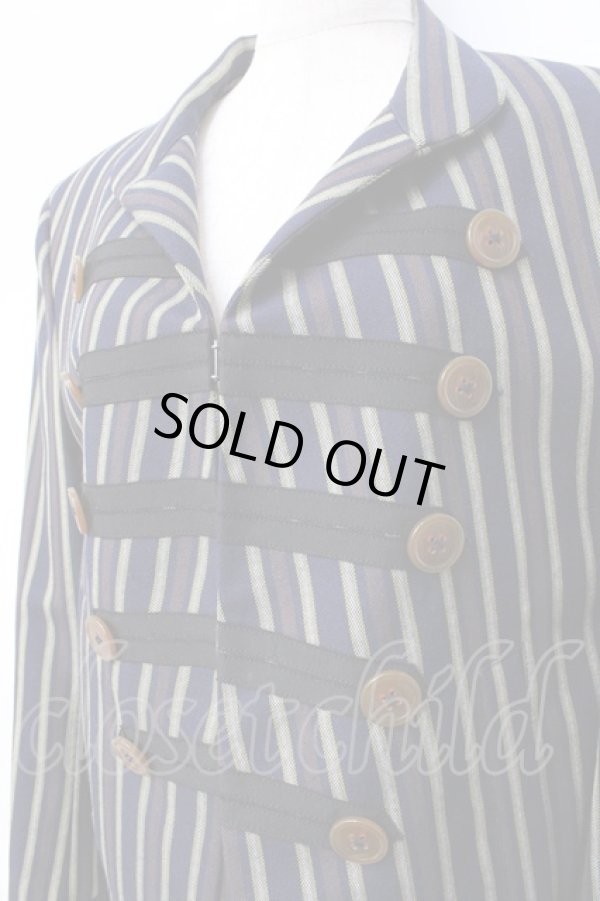 画像4: ヴィヴィアンウエストウッド MAN 中古 / ストライプショートナポレオンジャケット 46 ネイビー系  Y-25-09-17-037-jc-YM-ZY (4)