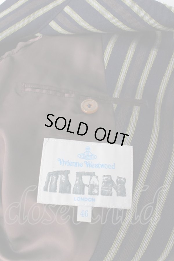 画像5: ヴィヴィアンウエストウッド MAN 中古 / ストライプショートナポレオンジャケット 46 ネイビー系  Y-25-09-17-037-jc-YM-ZY (5)