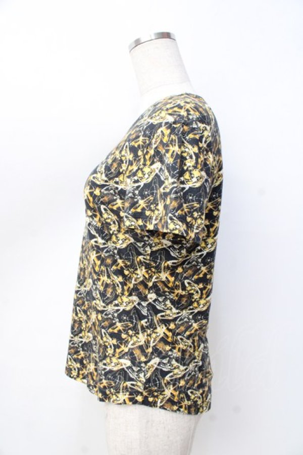 画像2: ヴィヴィアンウエストウッド 中古 / オーブ総柄Tシャツ L ブラックxイエロー  Y-25-09-17-051-ts-YM-ZY (2)