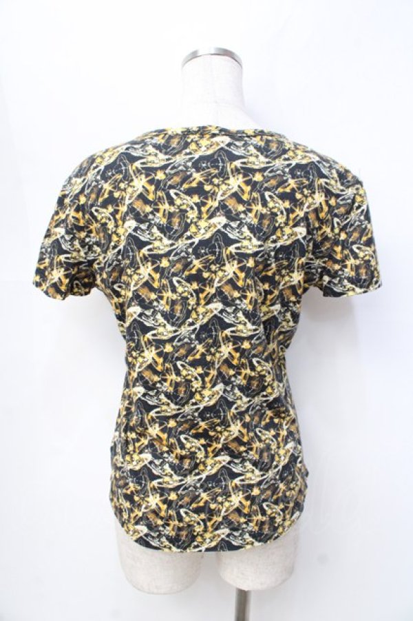画像3: ヴィヴィアンウエストウッド 中古 / オーブ総柄Tシャツ L ブラックxイエロー  Y-25-09-17-051-ts-YM-ZY (3)