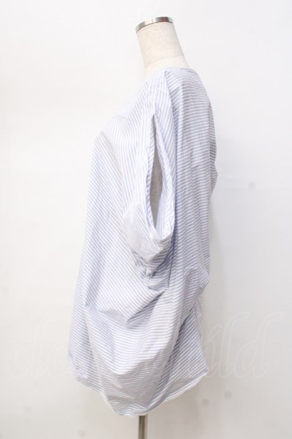 画像2: ヴィヴィアンウエストウッド 中古 / コットンストライプスクエアシャツ L サックス  Y-25-09-17-053-bl-YM-ZY (2)