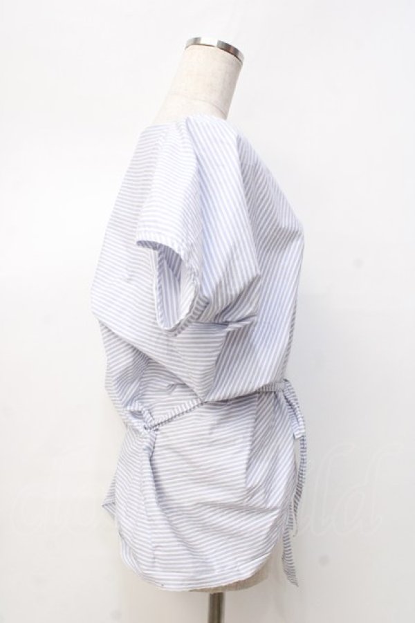 画像4: ヴィヴィアンウエストウッド 中古 / コットンストライプスクエアシャツ L サックス  Y-25-09-17-053-bl-YM-ZY (4)