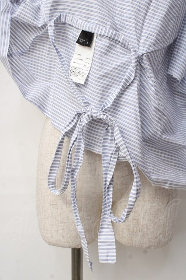 画像6: ヴィヴィアンウエストウッド 中古 / コットンストライプスクエアシャツ L サックス  Y-25-09-17-053-bl-YM-ZY (6)