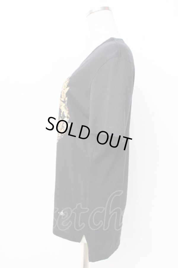 画像2: ヴィヴィアンウエストウッド MAN 中古 / TS/リーフ箔ｐｔTシャツ 46 黒  Y-25-09-17-058-ts-IN-ZY (2)