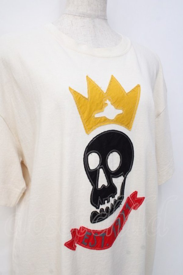 画像4: ヴィヴィアンウエストウッド 中古 / 4/1BD天竺SKULL PATCHオーバーサイズTシャツ 00 ベージュ  Y-25-09-17-065-to-AS-ZY (4)