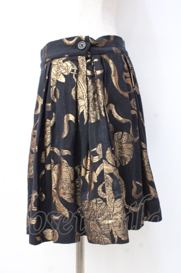 画像2: ANGLOMANIA 中古 / フレアミニスカート 38 ブラック×ゴールド  Y-25-09-17-068-sk-SZ-ZY (2)