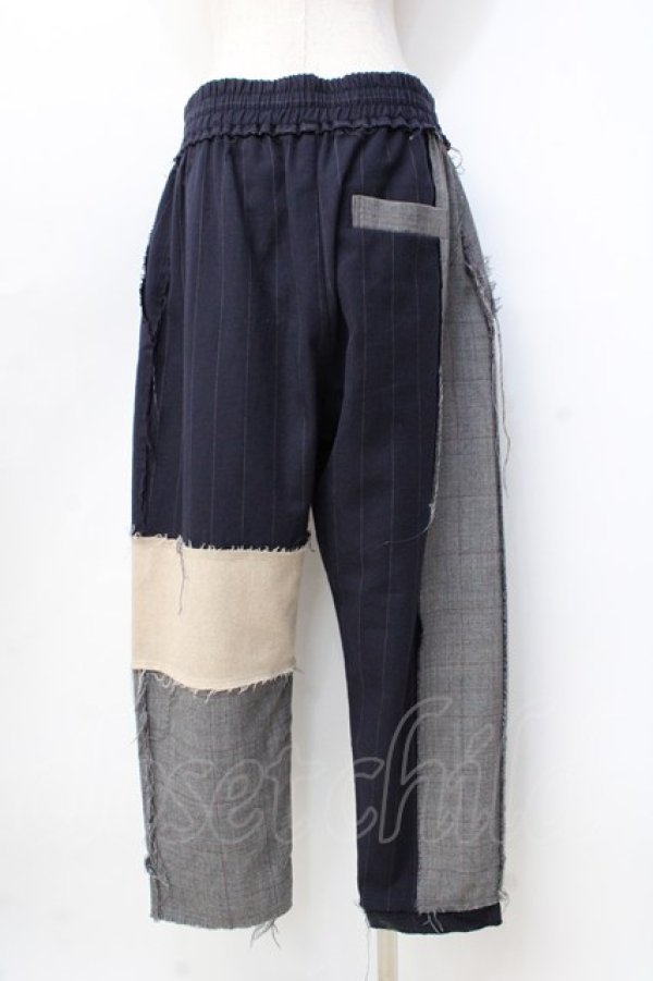 画像3: ヴィヴィアンウエストウッド 中古 / パッチワークブロッキングパンツ 00 ネイビーｘグレーｘベージュ  Y-25-09-17-075-pa-YM-ZY (3)