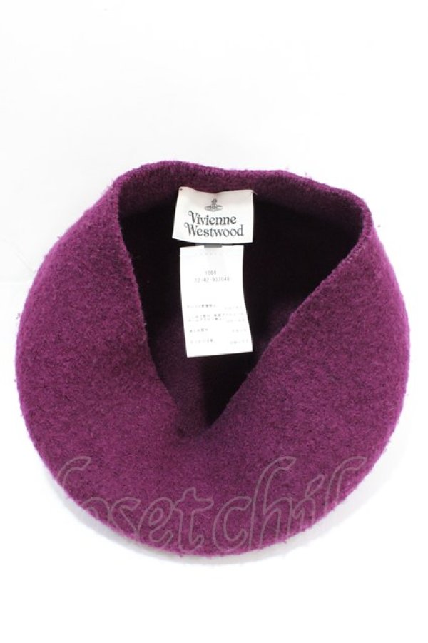 画像5: ヴィヴィアンウエストウッド 中古 / Open 24 Hours Wool ベレー帽  パープル  Y-25-09-17-021-ha-SZ-ZY (5)