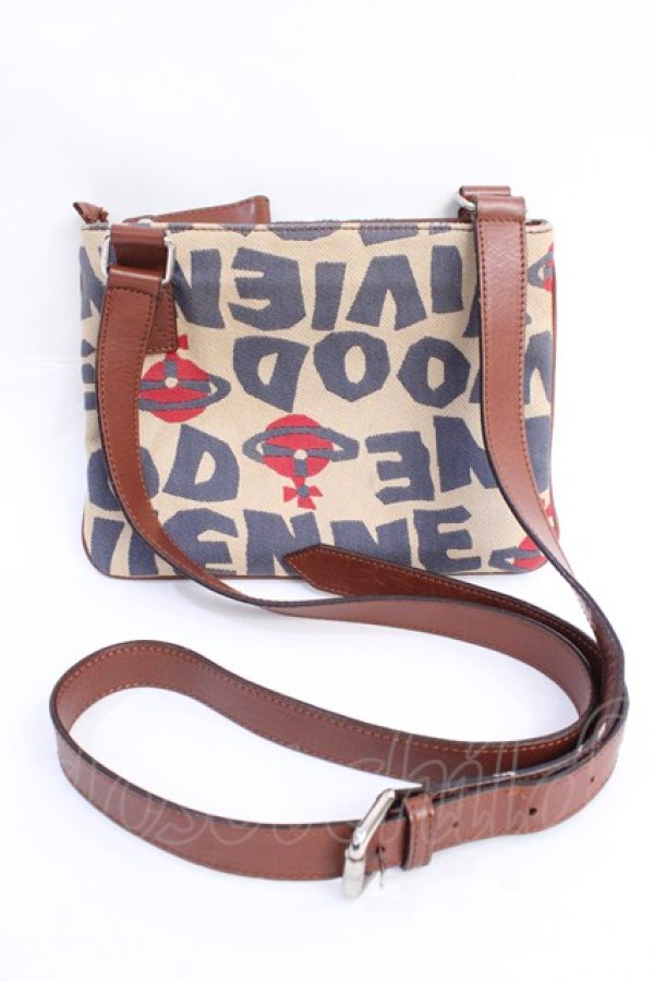 画像3: ヴィヴィアンウエストウッド 中古 / ロゴジャガードショルダーバッグ  ベージュ  Y-25-09-17-025-ba-SZ-ZY (3)
