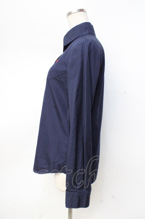 画像2: ヴィヴィアンウエストウッド 中古 / 単色オーブ刺繍ブラウス 2 ネイビー  Y-25-09-17-028-bl-YM-ZY (2)