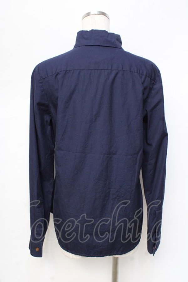 画像3: ヴィヴィアンウエストウッド 中古 / 単色オーブ刺繍ブラウス 2 ネイビー  Y-25-09-17-028-bl-YM-ZY (3)