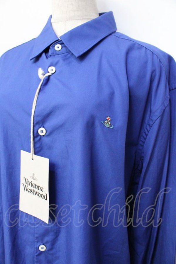 画像4: ヴィヴィアンウエストウッド 中古 / カラーオーブ刺繍シャツ 52 ブルー  Y-25-09-17-029-bl-YM-ZY (4)
