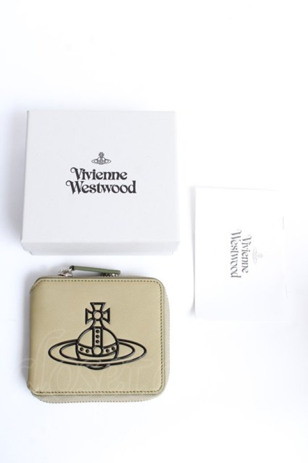 画像5: ヴィヴィアンウエストウッド 中古 / LEATHER RUBBER ORB ラウンドファスナー二ツ折リ財布  カーキ  Y-25-10-12-031-gd-SZ-ZY (5)